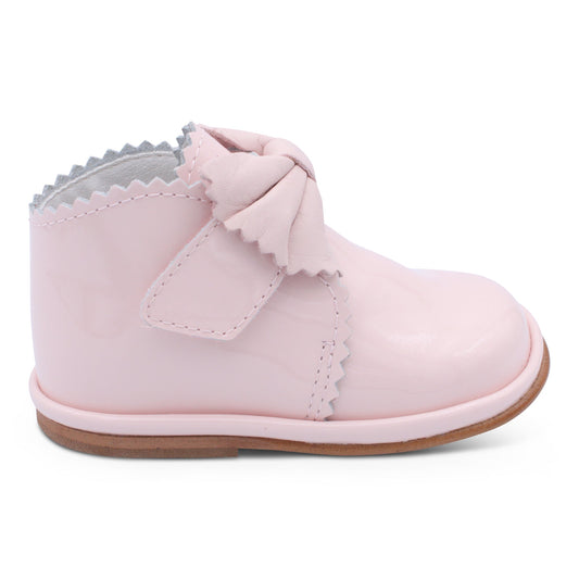'Sharon' Girls Pale Pink Patent Velcro Boots