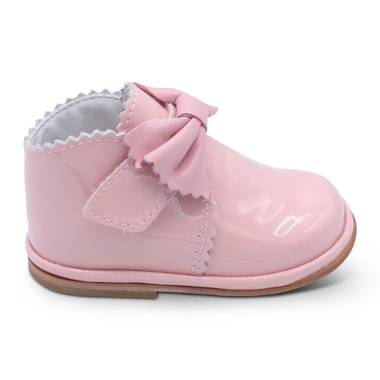 'Sharon' Girls Pink Patent Velcro Boots