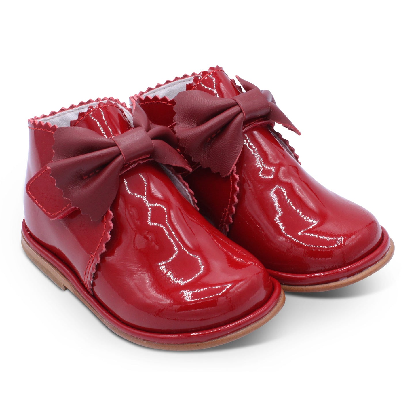 'Sharon' Girls Red Patent Velcro Boots