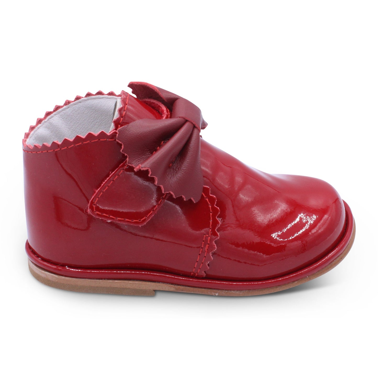 'Sharon' Girls Red Patent Velcro Boots
