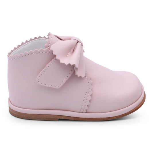 'Sharon' Girls Pale Pink Leather Velcro Boots