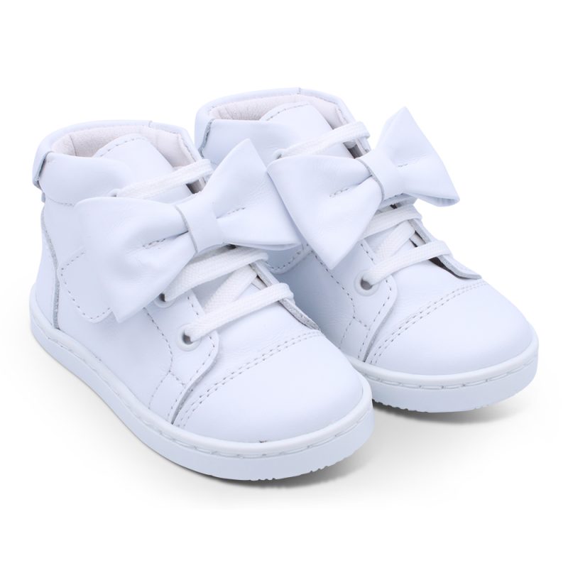 'Tatiana' Girls White Leather High-Tops