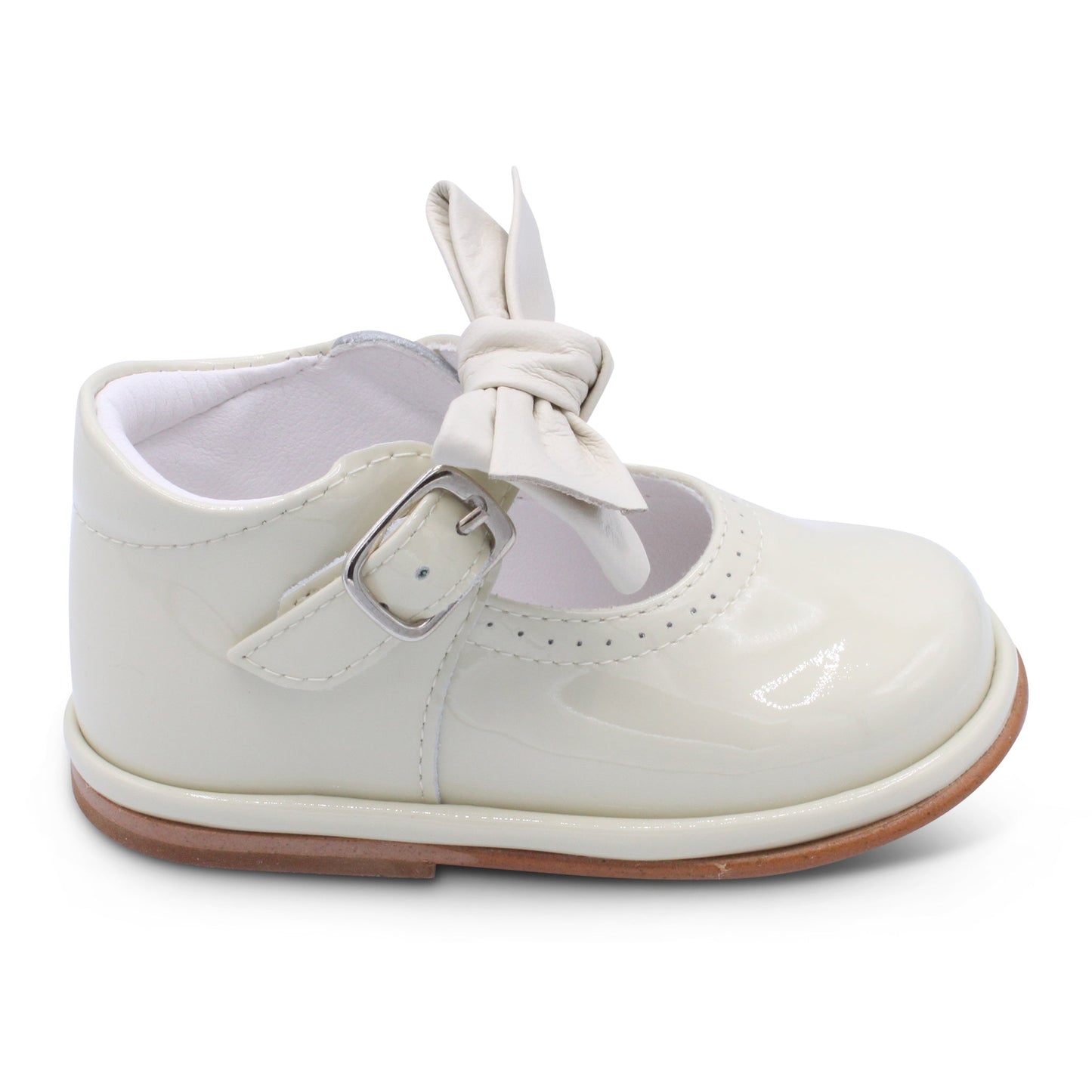 'Vitoria' Girls Ivory Patent Bar Shoes