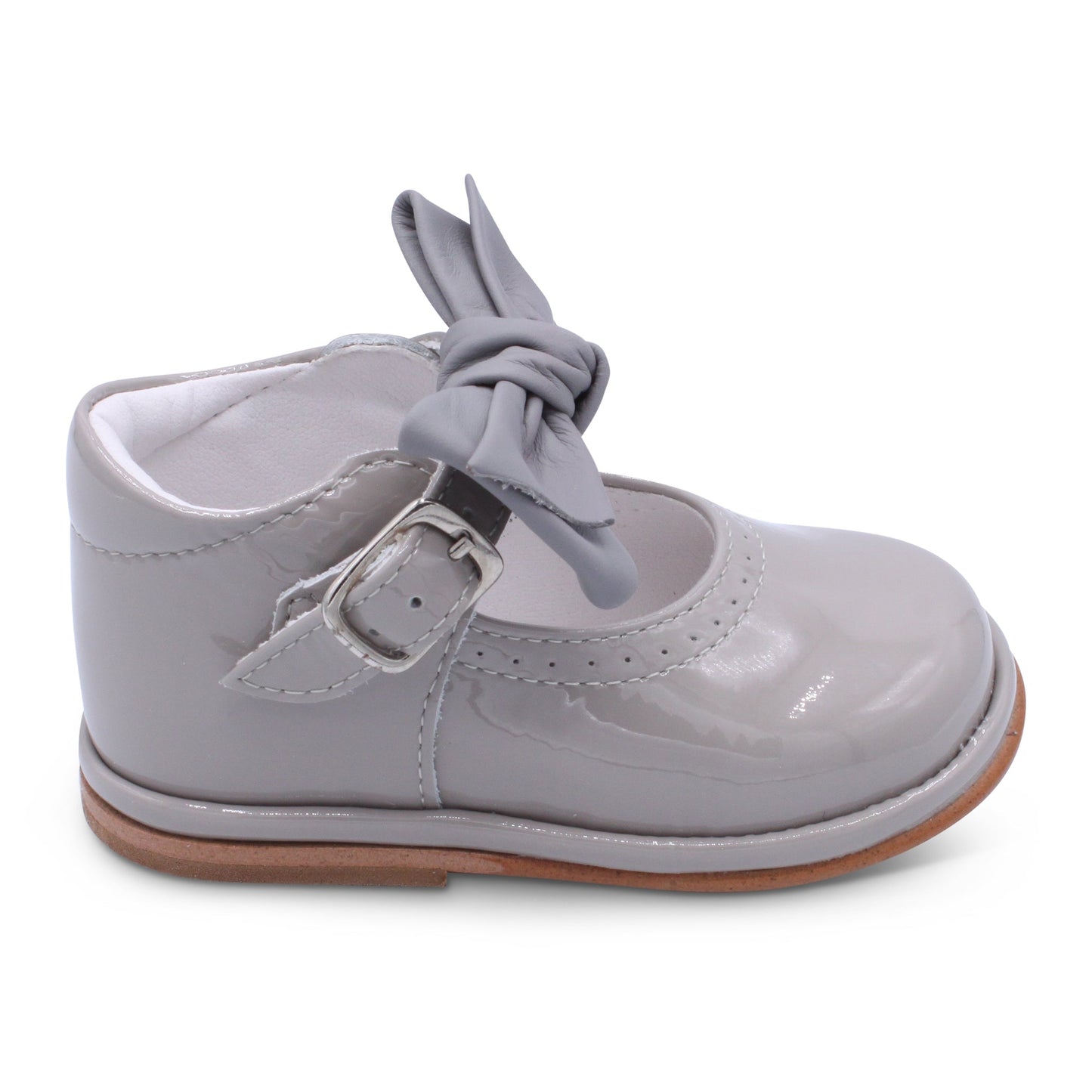 'Vitoria' Girls Grey Patent Bar Shoes