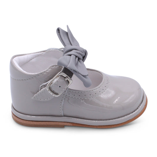 'Vitoria' Girls Grey Patent Bar Shoes