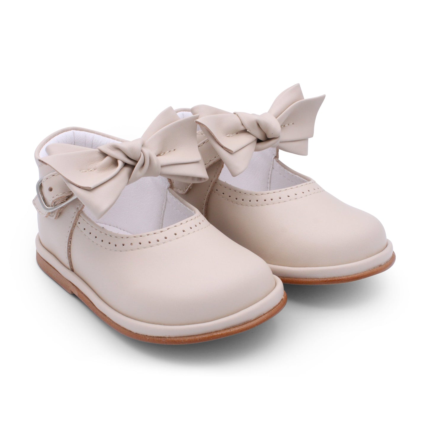 'Vitoria' Girls Nude Leather Bar Shoes