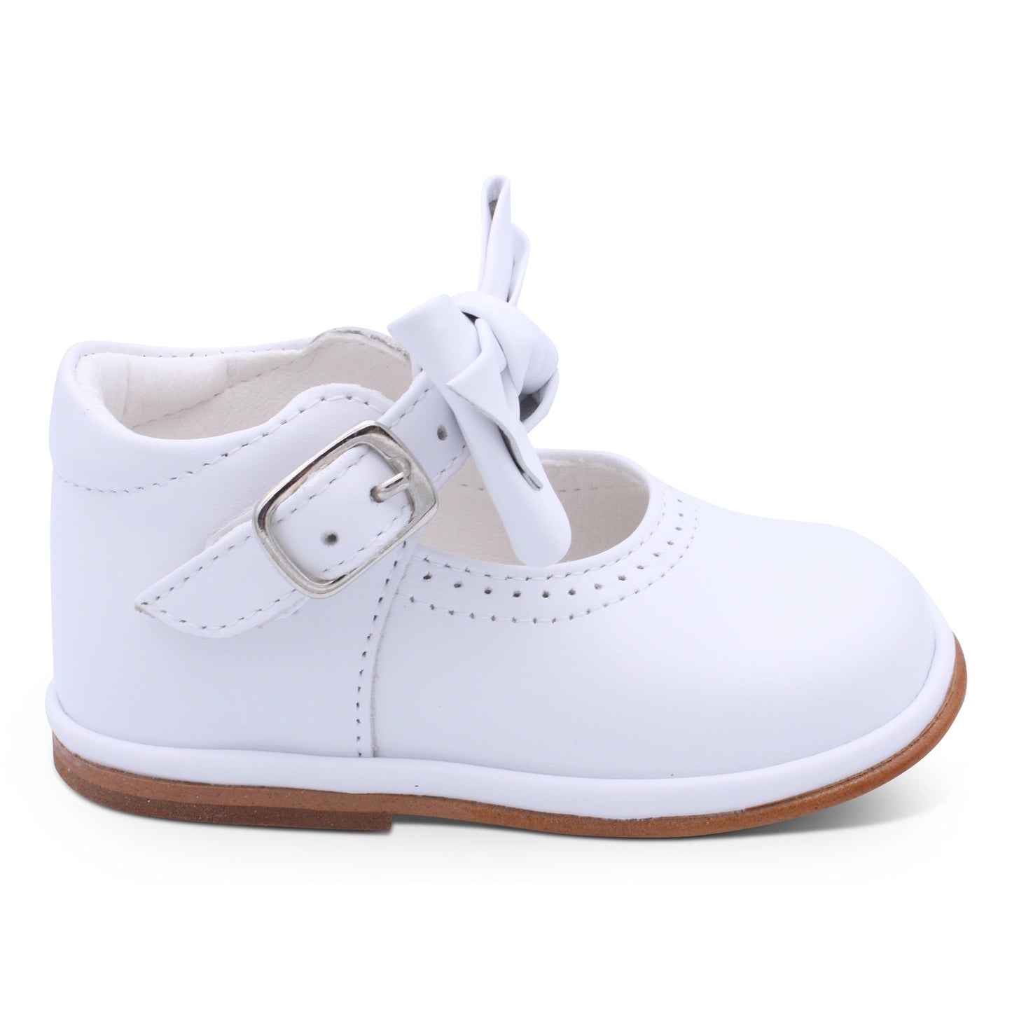 'Vitoria' Girls White Leather Bar Shoes